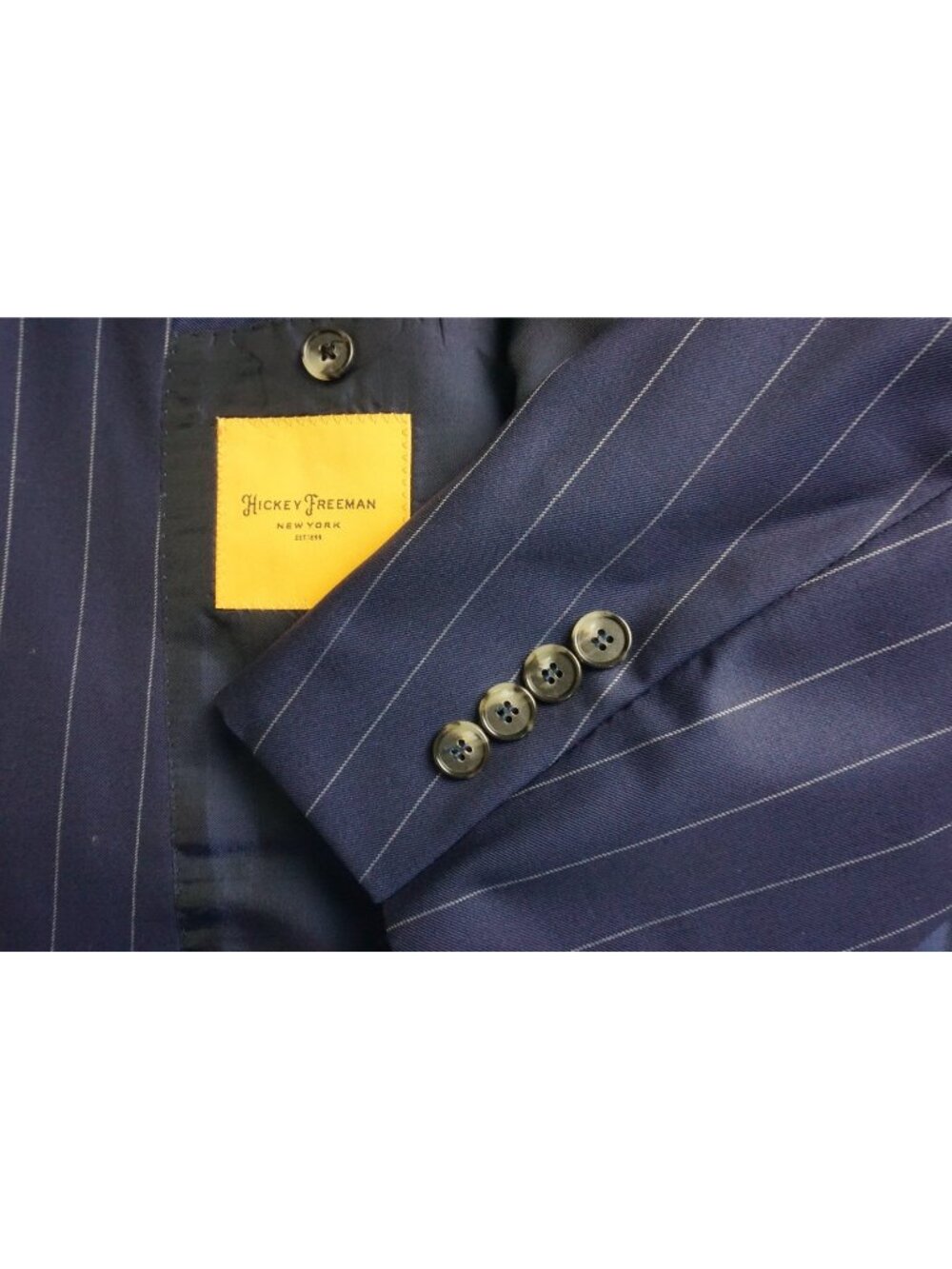 Hickey Freeman Beacon Wool Blue Striped 2 Pc Suit Jacket Pants Sz 48R